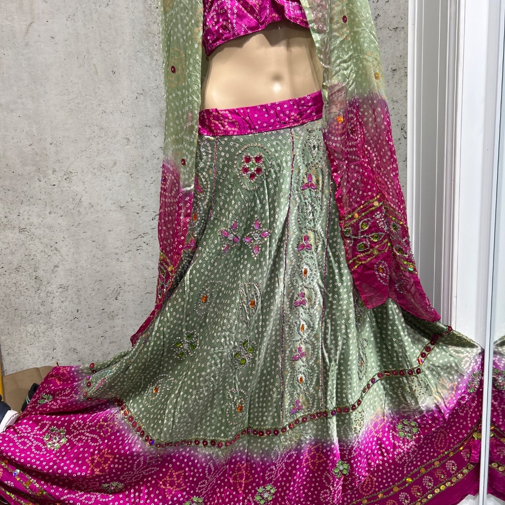 Elegant Pink and Green Lehenga